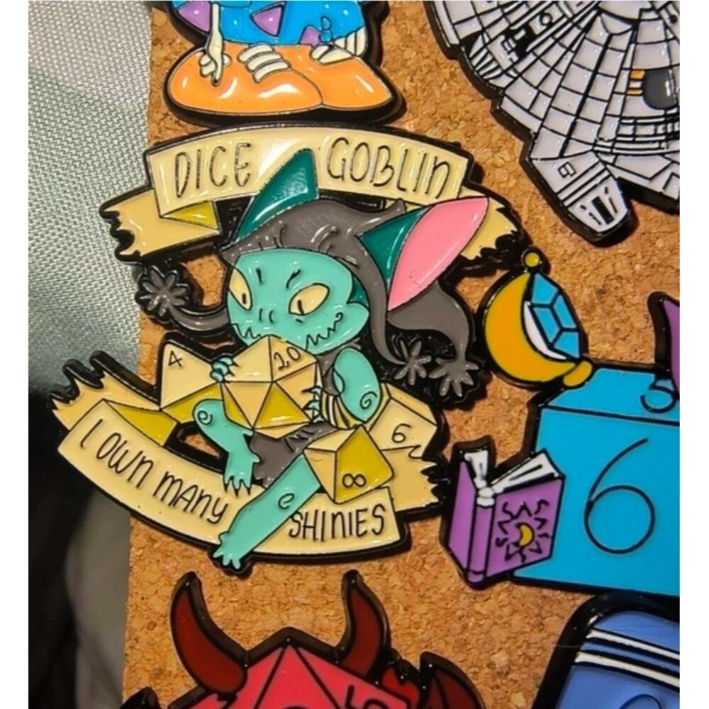 Dnd dice goblin enamel pin dungeons and dragons